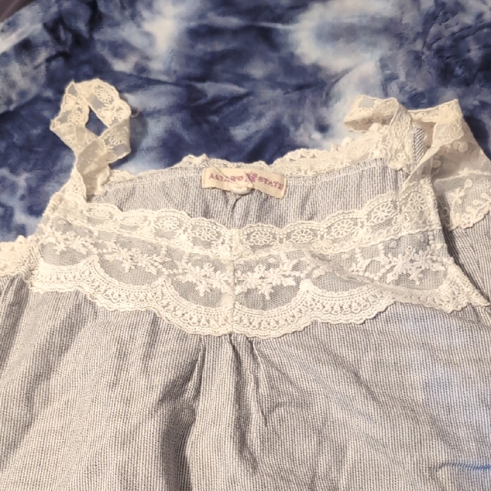 Lace Trim Striped Top